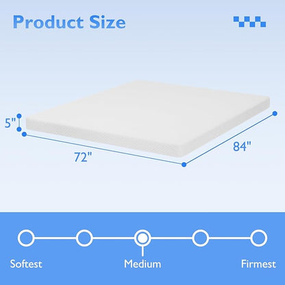 FDW 5 Inch Gel Memory Foam Mattress Medium-Firm Mattress for Pressure Relief & Cooler Sleep Mattress for Kid Adults CertiPUR-US Certified Mattress in a Box,California King - LeafyLoom