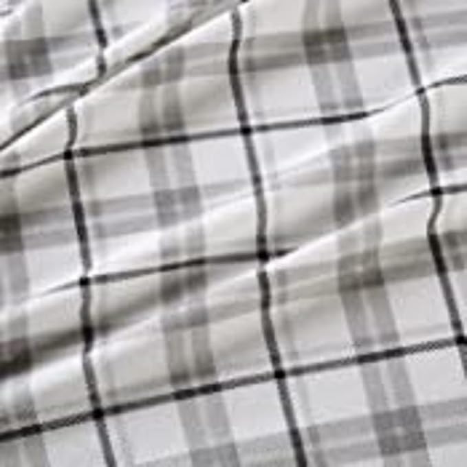 Comfort Spaces Cotton Flannel Breathable Warm Deep Pocket Sheets with Pillow Case Bedding, Cal King, Grey Plaid 4 Piece - LeafyLoom