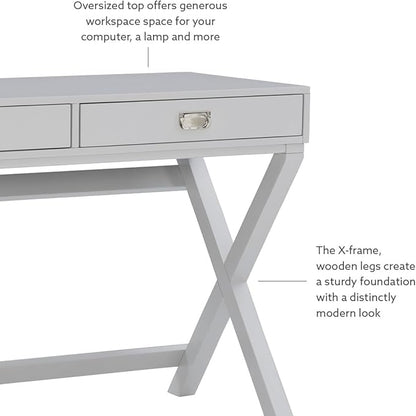 Linon Grey 2-Drawer Writing Jaycee Desk - LeafyLoom