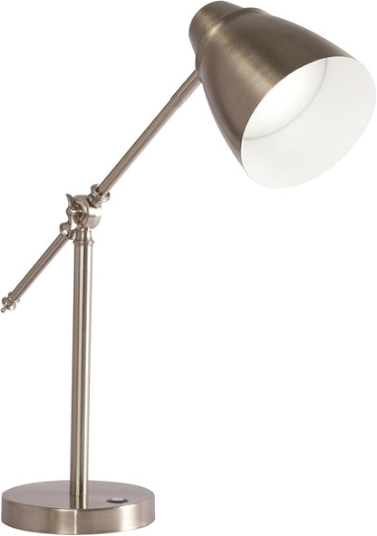 OttLite Harmonize LED Desk Lamp - 2.1A USB Charging Port, 3 Brightness Settings, Brushed Nickel - LeafyLoom