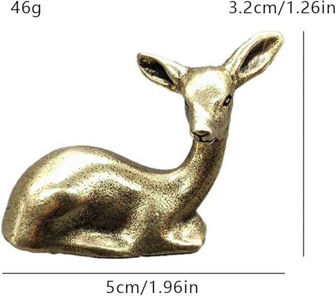 Pure Copper Sikadeer Small Ornament, Mini Brass Lying Deer Tea Pet, Crafts Ornaments, Micro Landscape Decor, Cute Decor, Scene Decor, Desktop Decor(Sikadeer) - LeafyLoom