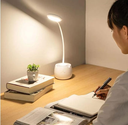 LED Desk Lamp with Pen Holder, Flexible Gooseneck Adjustable Brightness Level Reading Light, 2000mAh Rechargeable Eye-Caring with USB Port Touch Control - LeafyLoom