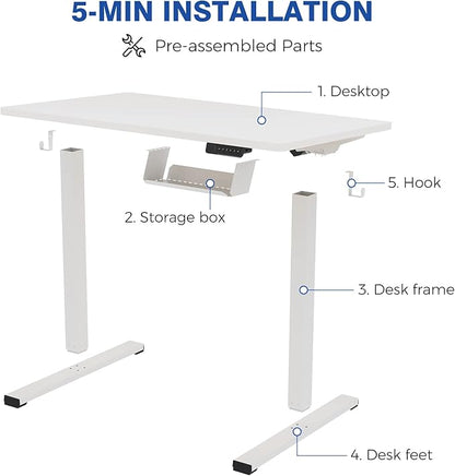 FLEXISPOT Electric Stand Up/ Standing Desk with 55 x 24 Splice Ergonomic Memory Controller Height Adjustable E150 (White Frame + 55" White Desktop) - LeafyLoom