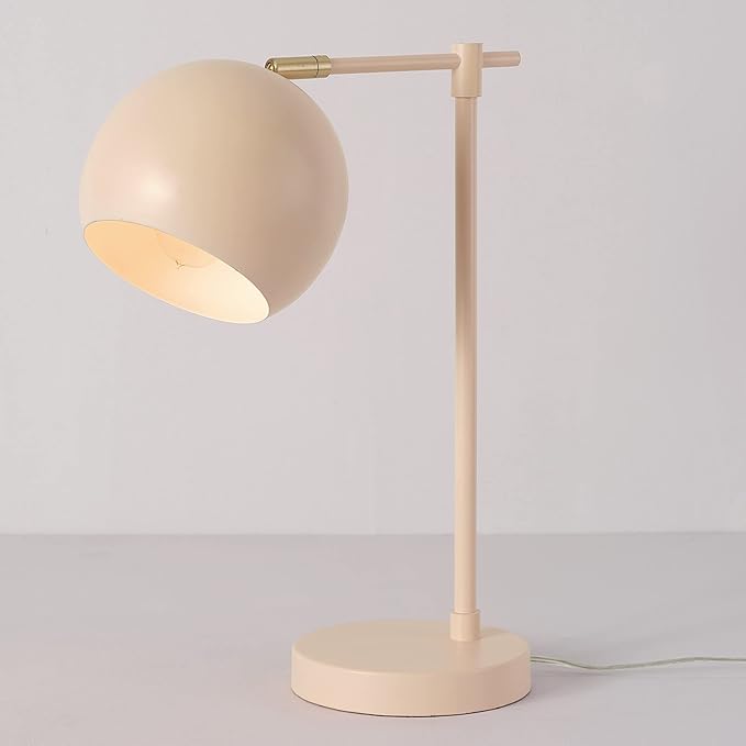 Globe Electric 52285 Hannah 18" Desk Lamp, Matte Pink, Brass Pivot Joint, in-Line On/Off Rotary Switch - LeafyLoom