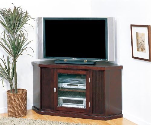 Leick Home 86285 One Door Corner TV Stand for 50" TV's, Chocolate Cherry - LeafyLoom