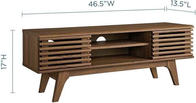 Modway Render 46" Mid-Century Modern Low Profile Media Console TV Stand, 46 Inch, Walnut - LeafyLoom