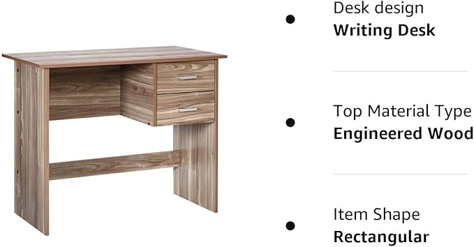 OneSpace Adina 2 Drawers Writing Desk, Walnut - LeafyLoom