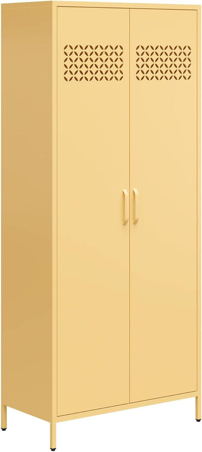 Mr. Kate Annie Tall Metal 2 Door Cabinet, Sunny Yellow - LeafyLoom