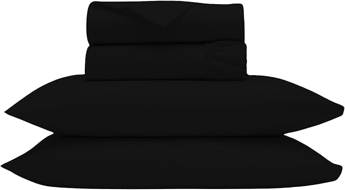 Bluemoon Homes California King Sheets Thread Count 1000 Deep Pocket 100% Egyptian Cotton Cal King Sheets Hotel Luxury Fits Mattress Up to 18 inches, Solid Pattern 4-Piece BedSheet (Black) - LeafyLoom