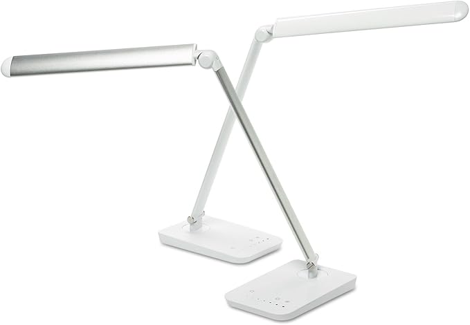 Safco Products 1001WH Vamp LED Modern ABS Desk Lamp with USB Port and Dimmer Switch, White - LeafyLoom