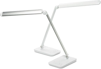 Safco Products 1001WH Vamp LED Modern ABS Desk Lamp with USB Port and Dimmer Switch, White - LeafyLoom