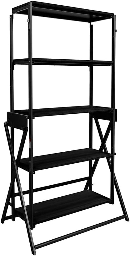 Origami Modern 2 in 1 Shelf to Table Style, Organizer Deco Rack Magically Turn to a Table/Desk in a Second, Fully Assembled, Patent Pending, Black(STT-BLKBLK) - LeafyLoom