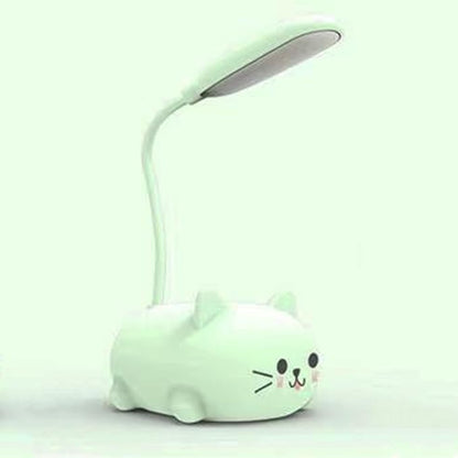 LED Kids Lamp, Mini Cat Table Lamp, Portable LED Night Light, Cute Desk Lamp, Foldable USB Rechargeable Reading Light Children's Bedroom (Green) - LeafyLoom