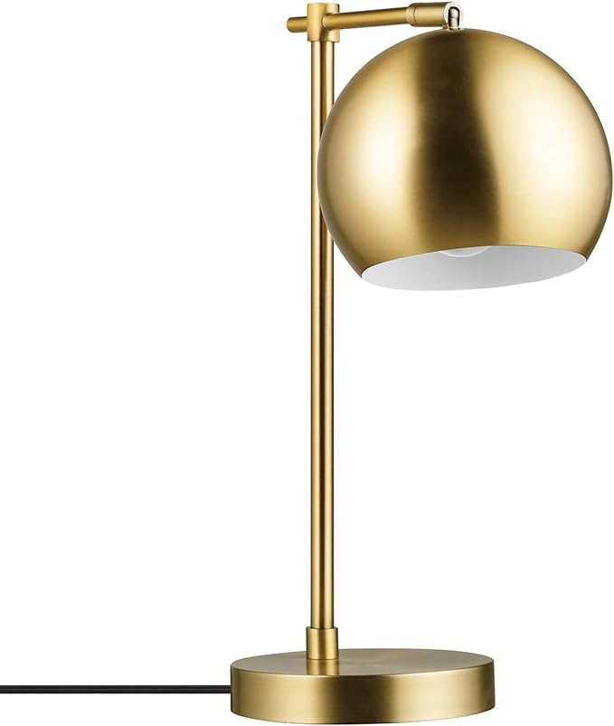 Globe Electric 52915 Molly 18" Desk Lamp, Matte Brass, Black Fabric Cord, in-Line On/Off Rocker Switch, Title 20 LED Bulb Included - LeafyLoom