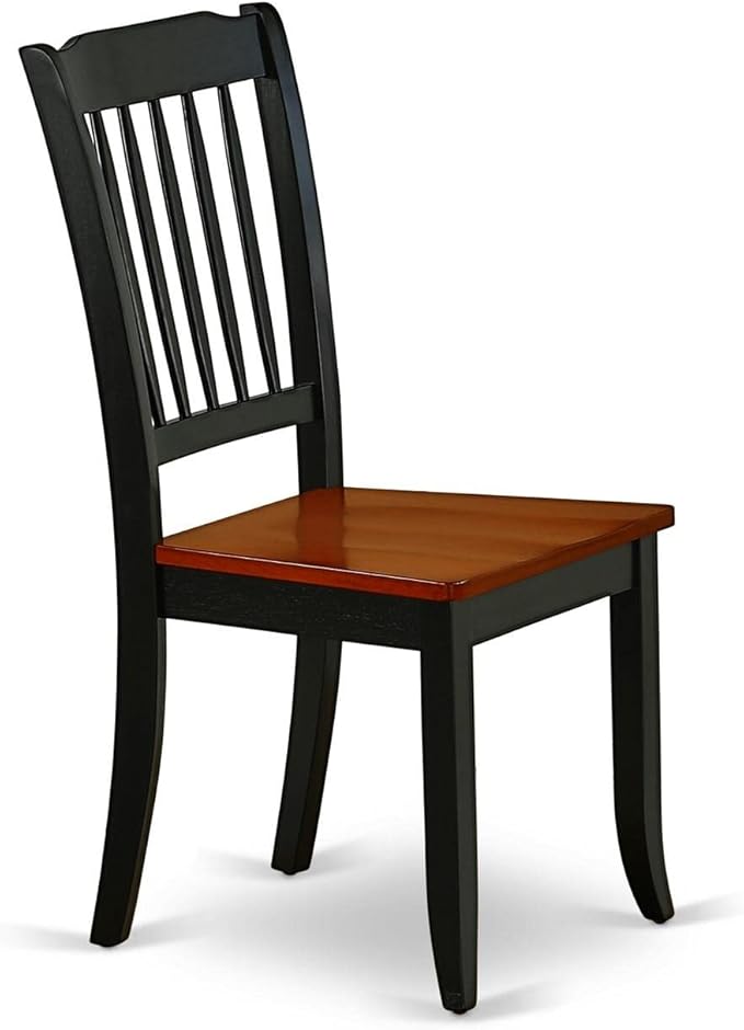 East West Furniture DAC-BCH-W Danbury Dining Room Chairs - Slat Back Solid Wood Seat Chairs, Set of 2, Black & Cherry - LeafyLoom