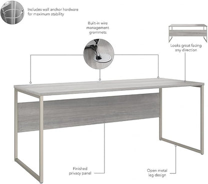 Bush Business Furniture Hybrid 72W x 30D Computer Table Desk with Metal Legs in Platinum Gray - LeafyLoom