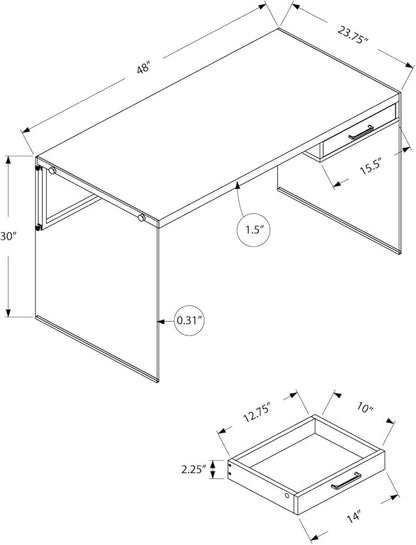 Monarch Computer Desk, Glossy White, 48" - LeafyLoom