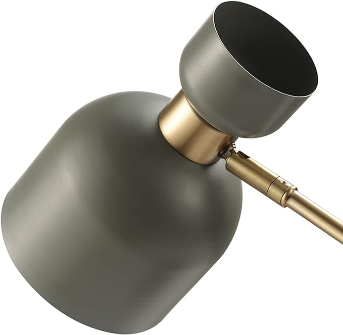 Globe Electric 52298 Harper 16" Desk Lamp, Matte Gray, Matte Brass Arm and Pivot Joint, in-Line On Off Switch - LeafyLoom