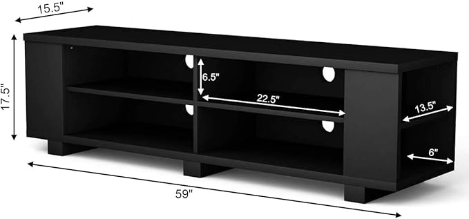 Wood TV Stand, Large, Black - LeafyLoom