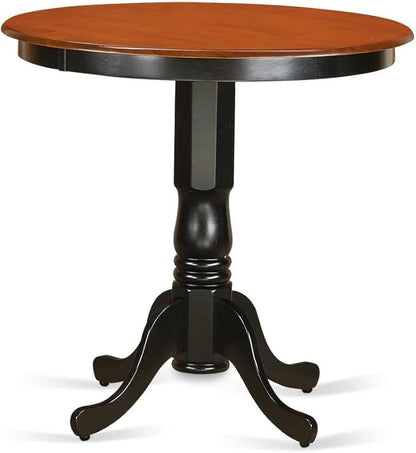 East West Furniture JAFA5-BLK-W 5 Piece Counter Height Pub Set Includes a Round Dining Table with Pedestal and 4 Kitchen Dining Chairs, 36x36 Inch, Black & Cherry - LeafyLoom