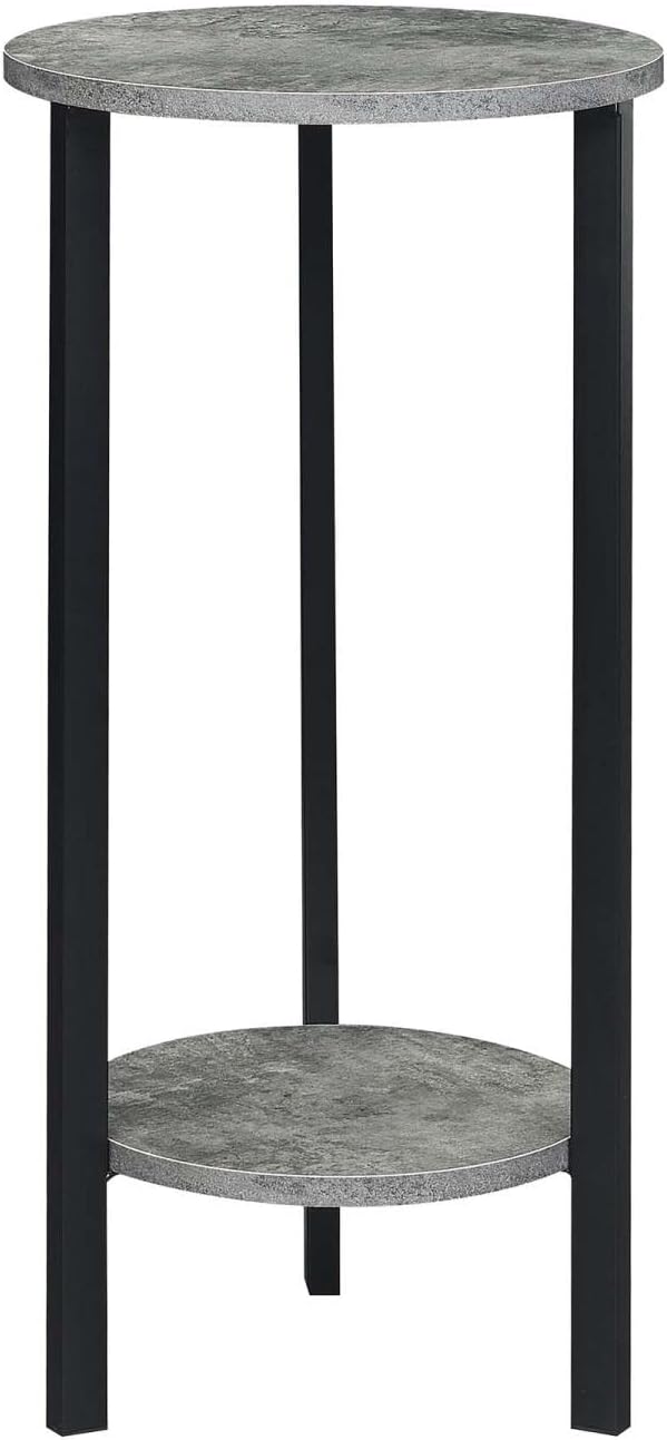 Convenience Concepts Graystone 31 inch 2 Tier Plant Stand, Cement/Black - LeafyLoom