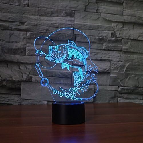 3D Fish Fishing Night Light Table Desk Optical Illusion Lamps 7 Color Changing Lights LED Table Lamp Home Love Birthday Children Kids Decor Toy Gift - LeafyLoom