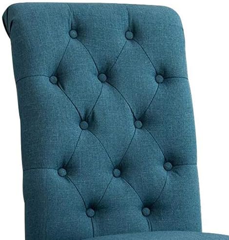 Roundhill Furniture Habit Solid Wood Tufted Parsons Dining Chair (Set of 2), Blue - LeafyLoom