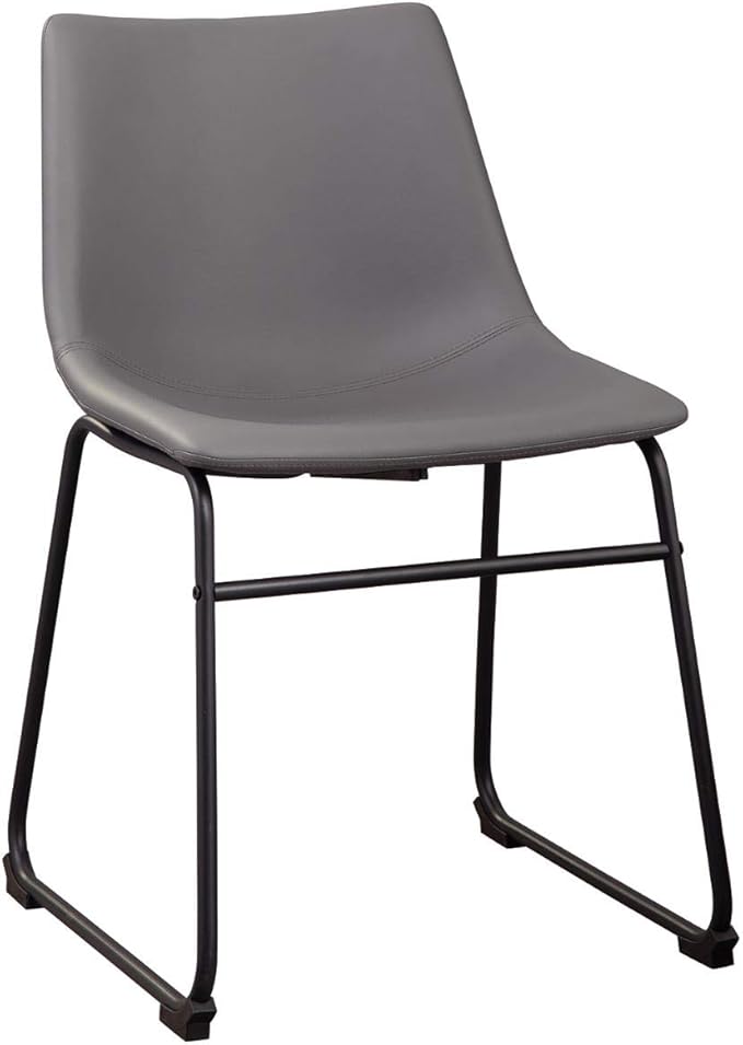 Signature Design by Ashley Centiar Urban Industrial 19" Faux Leather Bucket Dining Chair, 2 Count, Gray - LeafyLoom