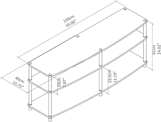 Convenience Concepts Designs2Go 3 Tier 60" TV Stand, Faux Birch - LeafyLoom