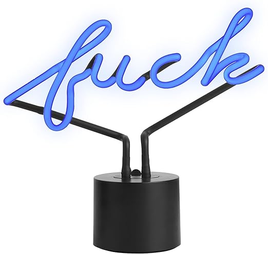 Amped & Co ® - "F*ck" Neon Desk Light, 9"x11.5" - Light Up Sign, Blue Neon Sign, Fuck Off Neon Sign - LED sign light up decor, Cool Neon Signs - LeafyLoom