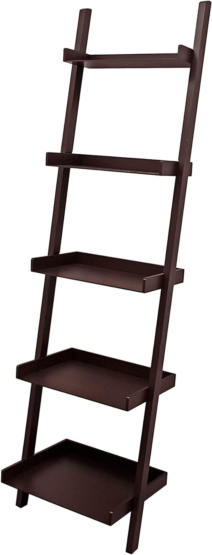 Kiera Grace Providence Hadfield 5 Tier Ladder Shelf, Leaning Bookshelf Storage Rack for Home, Office, 18" x 67", Espresso - LeafyLoom