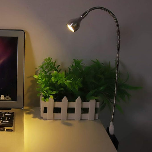 01 Friendly to Eyes Easy to Use LED Mini USB Lamp, No Flicker USB LED Lamp, for Desk(Silver, Warm Light) - LeafyLoom