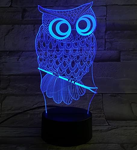 3D Illusion Night Light Owl Toys, Owl Bedside Lights Birthday Gift for Kids, Big Size 7 Color Changing USB LED Table Desk Optical Illusion Lamps Home Decors for Great Xmas Birthday Gifts - LeafyLoom