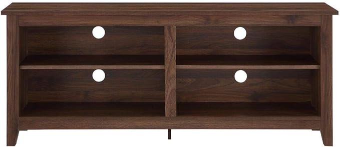 Walker Edison Wren Classic 4 Cubby TV Stand for TVs up to 65 Inches, 58 Inch, Dark Walnut - LeafyLoom