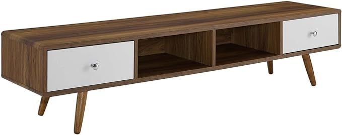 Modway Transmit 70" Media Console Wood TV Stand, 70 Inch, Walnut White - LeafyLoom