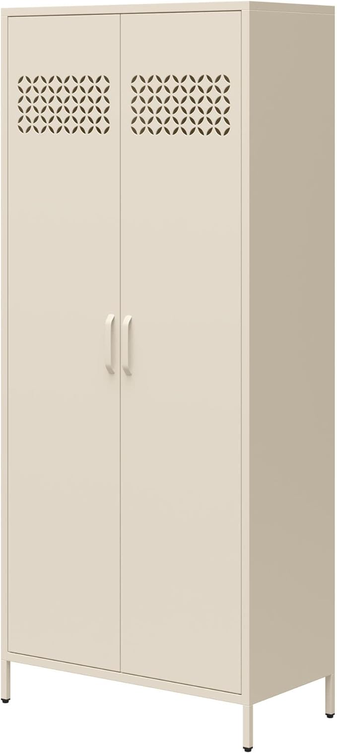 Mr. Kate Annie Tall Metal 2 Door Cabinet, Parchment - LeafyLoom