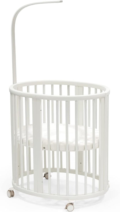 Stokke Sleepi Mini Bundle, White - includes Crib/Bed, Mattress & Drape Rod - Suitable for Ages 0-5 Years Old - Adjustable & Stylish - LeafyLoom