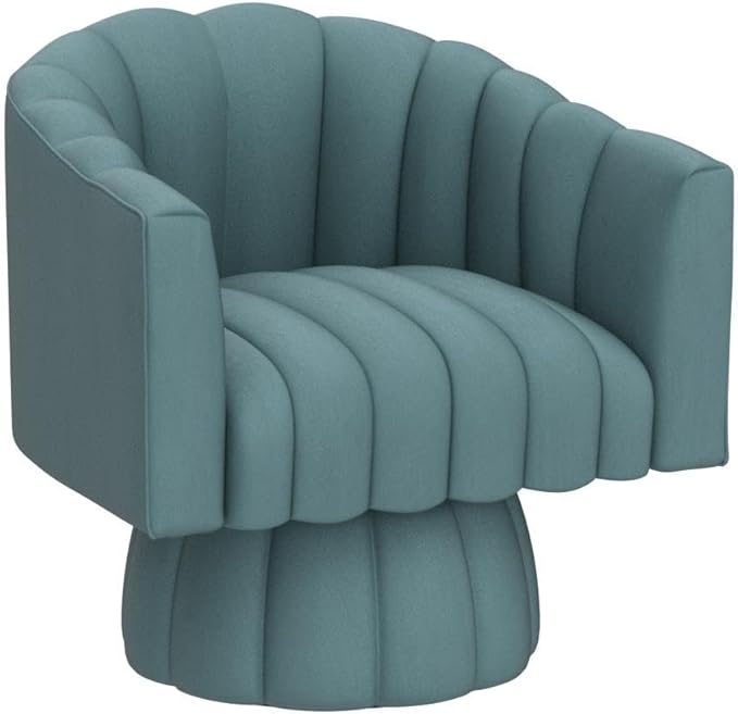 Accent Chair Mid Century 360 Degree Swivel Chair,Modern Lounge Sofa Round Barrel Chair with Wide Upholstered,Fluffy Velvet Fabric Chairs for Home Sofa Living Room/Bedroom/Waiting Room (Blue) - LeafyLoom