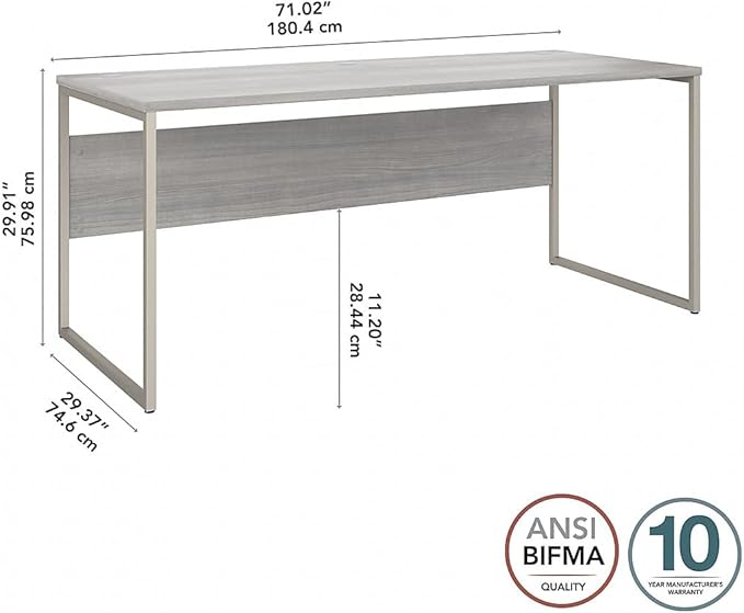 Bush Business Furniture Hybrid 72W x 30D Computer Table Desk with Metal Legs in Platinum Gray - LeafyLoom