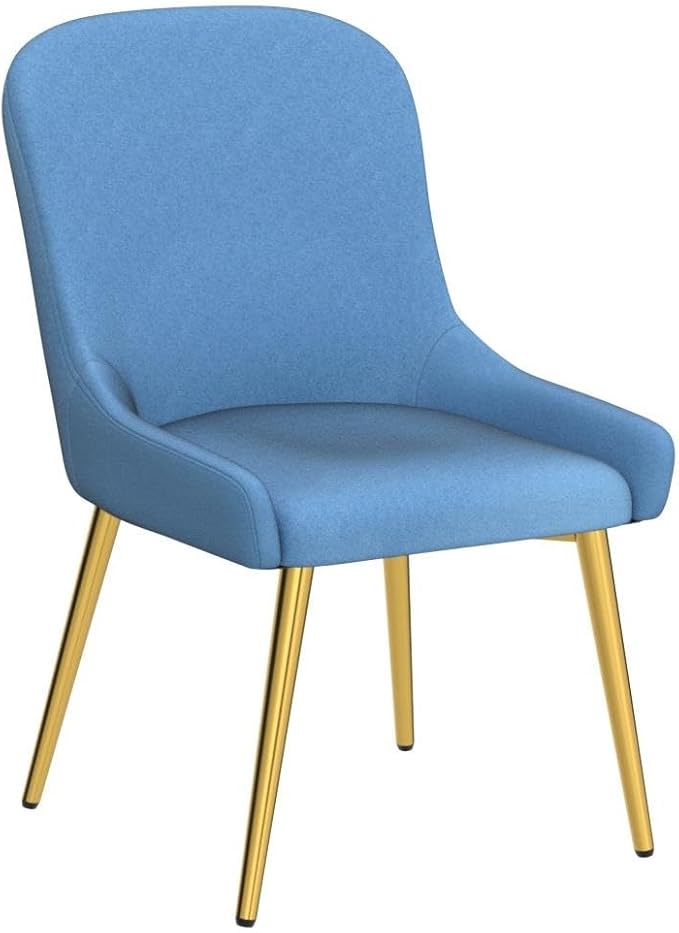 CangLong Mid Century Modern Leisure Upholstered Metal Legs for Kitchen Living Room Dining Chair,Set of 2, Blue - LeafyLoom