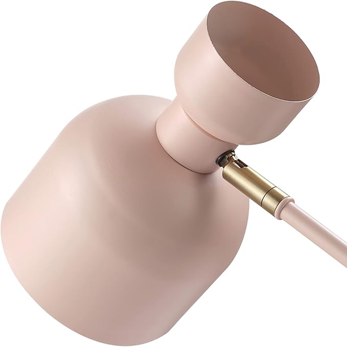 Globe Electric 52297 Harper 16" Desk Lamp, Matte Pink, Matte Brass Pivot Joint, in-Line On Off Switch - LeafyLoom