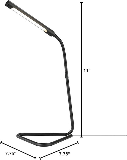 Globe Electric 56060 Arden 12" LED Integrated Desk Lamp, Adjustable Gooseneck, in-Line On Off Switch, USB Cable Included, 7 Watts, 200 Lumens,Black - LeafyLoom