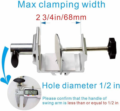 Heavy Duty Replacement Clamp for 1/2” Base Magnifying Lamp，Desk Lamp，Magnify Lamp，Swing Arm Lamp，Mic Microphone Suspension Boom Scissor Mount(Silver) - LeafyLoom