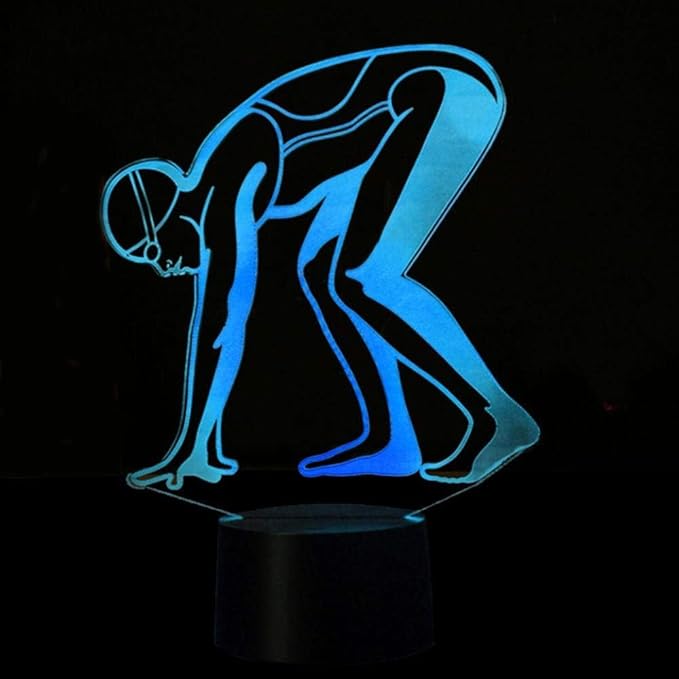 Optical Illusion 3D Sports Swimming Night Light 16 Colors Changing USB Power Remote Control Touch Switch Decor Lamp LED Table Desk Lamp Children Kids Christmas Xmas Brithday Gift - LeafyLoom