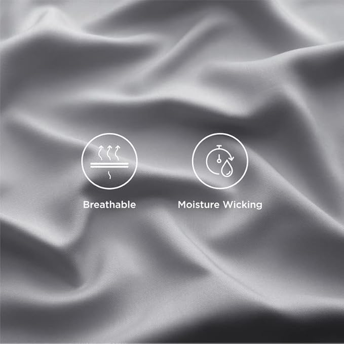 Bedsure Full Size Sheets, Cooling Sheets Full, Rayon Derived from Bamboo, Deep Pocket Up to 16", Breathable & Soft Bed Sheets, Hotel Luxury Silky Bedding Sheets & Pillowcases, Silver Grey - LeafyLoom