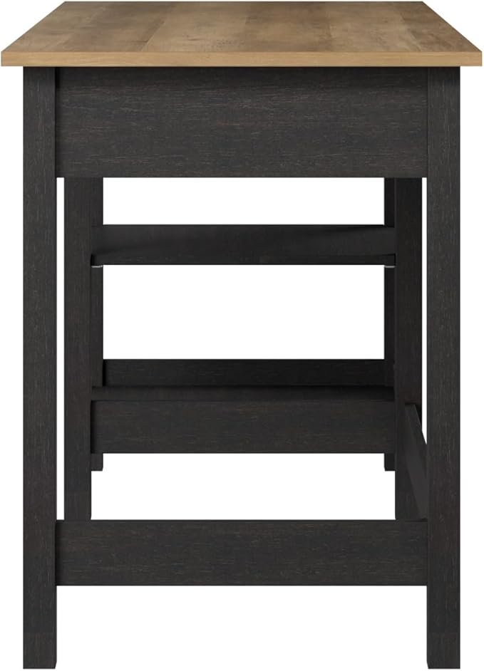 Bush Furniture Mayfield 54W Computer Desk with Shelves in Vintage Black and Reclaimed Pine| Table and Storage for Home Office Workspace - LeafyLoom