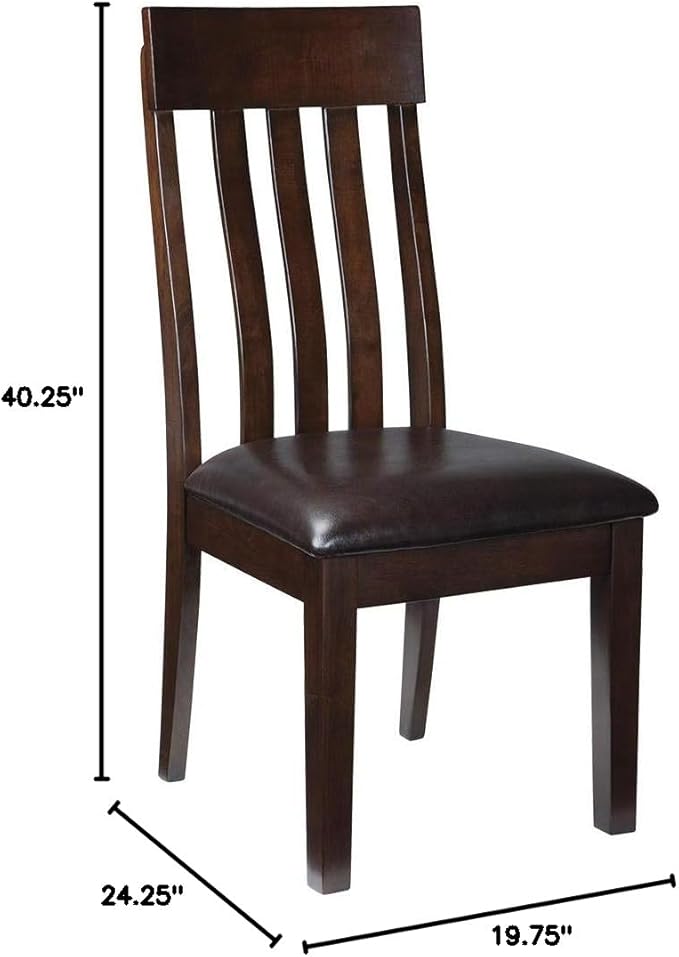 Signature Design by Ashley Haddigan Faux Leather Cushioned Rake Back Dining Chair, 2 Count, Dark Brown - LeafyLoom