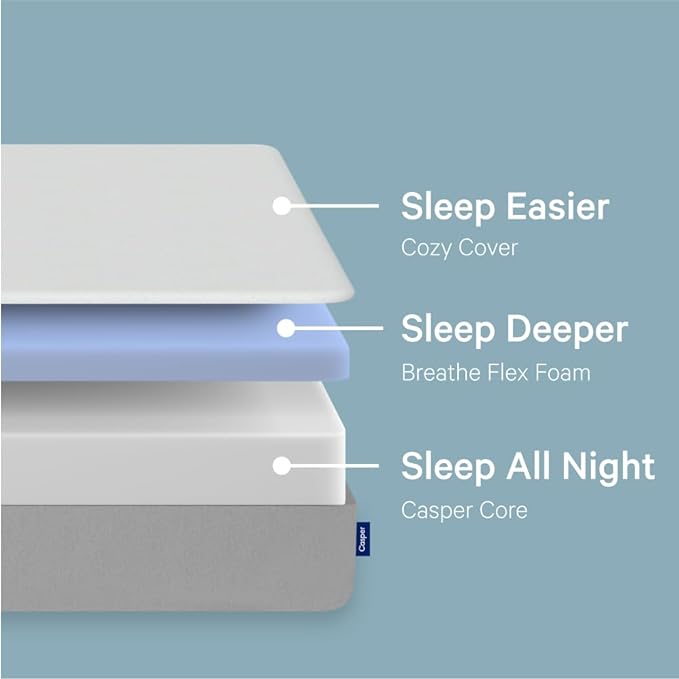 Casper Sleep Element, Medium Firm Twin XL Mattress - Memory Foam + Support - 100-Night Trial - CertiPUR-US Mattress, Grey - LeafyLoom