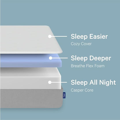 Casper Sleep Element, Queen Medium Firm Mattress - Memory Foam + Support - 100-Night Trial - CertiPUR-US Mattress, Grey - LeafyLoom