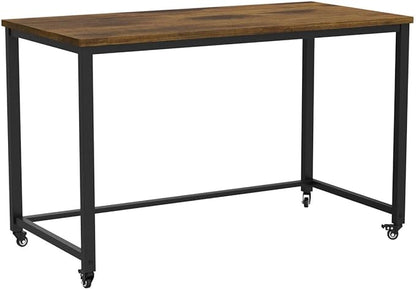 Computer Desk Writing Table Workstation with Durable Scratch-resistant Laminate Surface and Metal Frame, Brown - LeafyLoom